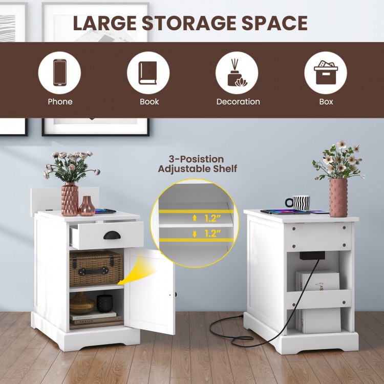 End Table with Charging Station and Flip Top