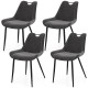 Dining Chair Set of 4 Faux Leather Upholstered Kitchen Chairs with Metal Legs