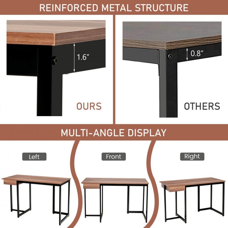 48 Inch Computer Desk with Metal Frame and Adjustable Pads