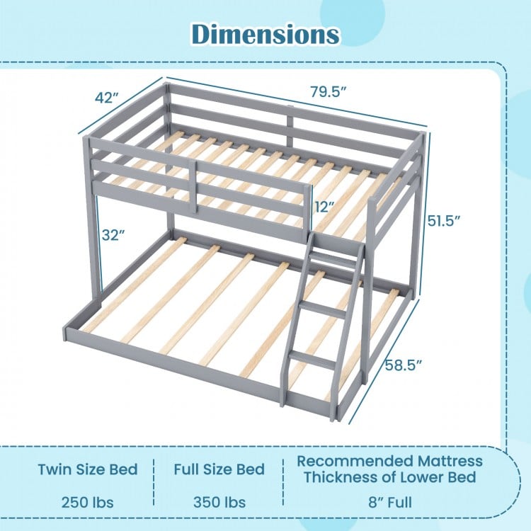 Twin Over Full Bunk Bed Low Floor Bunk Bed Frame