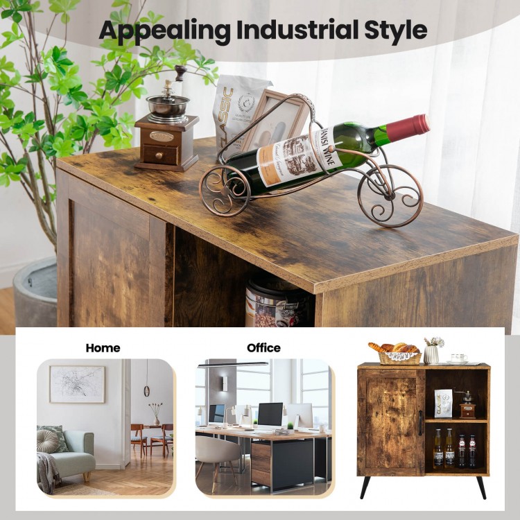 Mid-century Storage Cabinet with Single Door and Adjustable Shelves