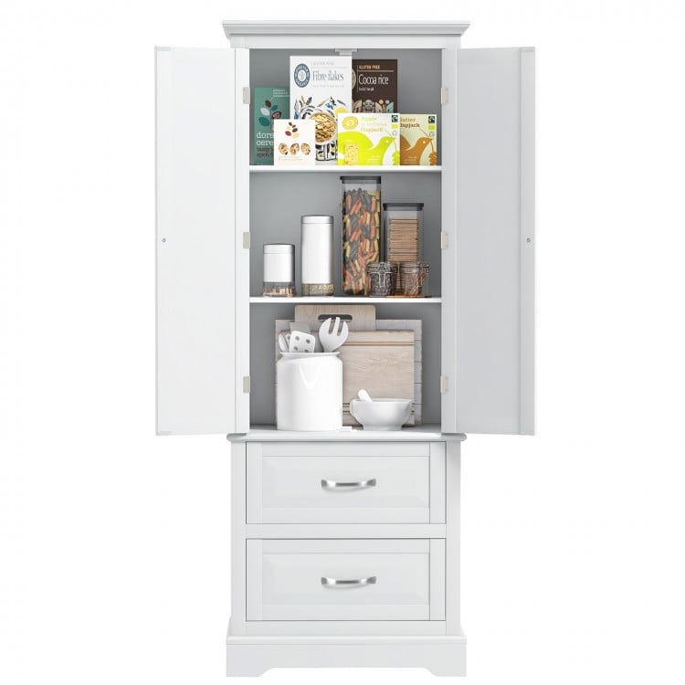62 Inch Freestanding Bathroom Cabinet with Adjustable Shelves and 2 Drawers