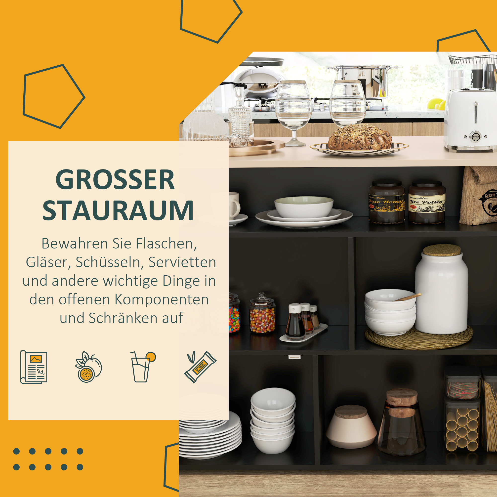 Køkkenø sæt med 2 barstole, sammenklappelig bordplade, opbevaring 116 x 70 x 89,5 cm Sort / Eg