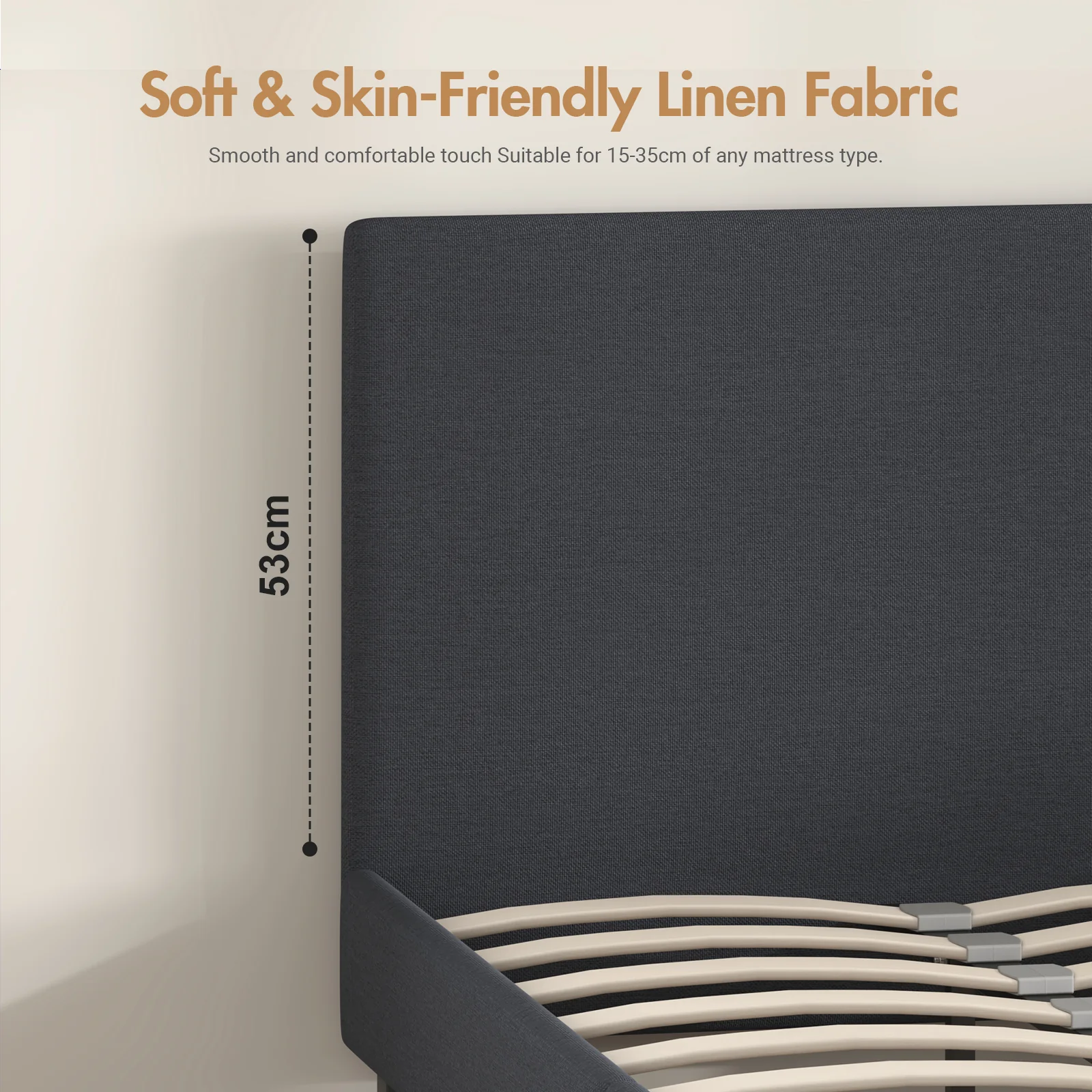 Bed Frame Single Size Mattress Base Upholstered