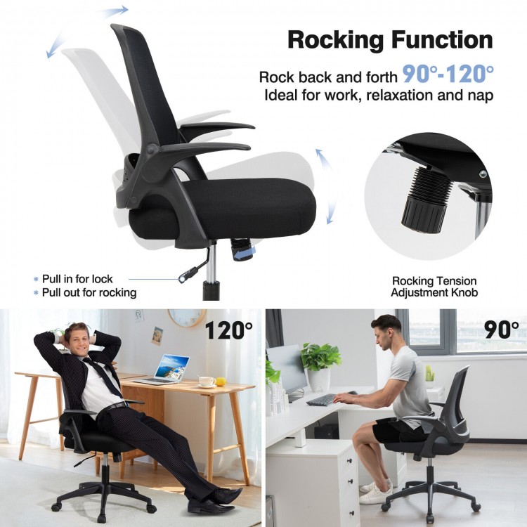 Adjustable Mesh Office Chair Rolling Computer Desk Chair with Flip-up Armrest