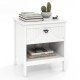 2-tier Wood Nightstand with Drawer and Open Storage Shelf for Bedroom