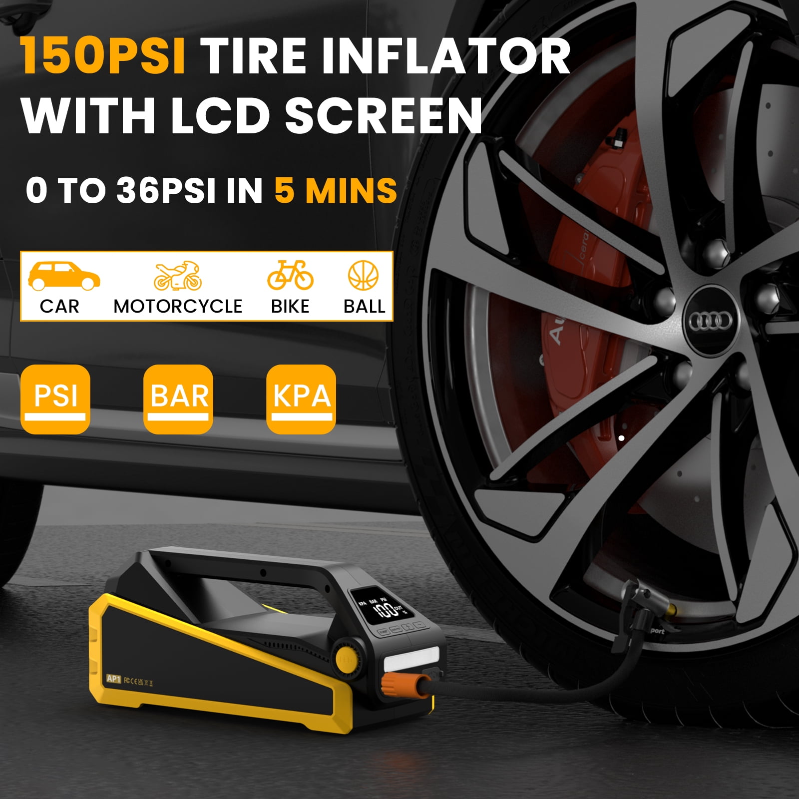 NEXPOW 4000A Jump Starter & Air Compressor, 150 PSI Digital Tire Inflator for All Gas/10L Diesel Vehicles