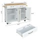 4-Door Rolling Kitchen Island Cart Buffet Cabinet with Towel Racks Drawers