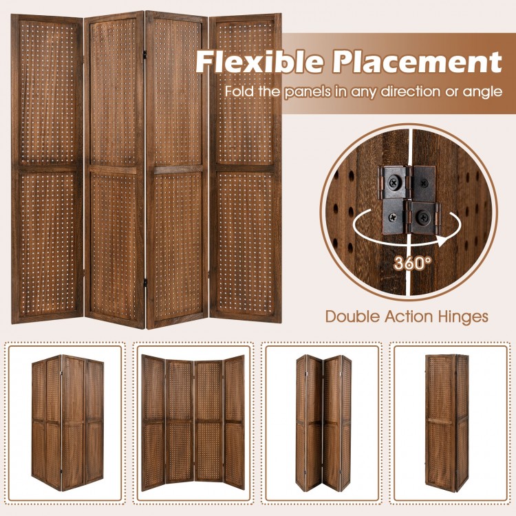 Pegboard Display with 360° Metal Hinges and Solid Wood Frame
