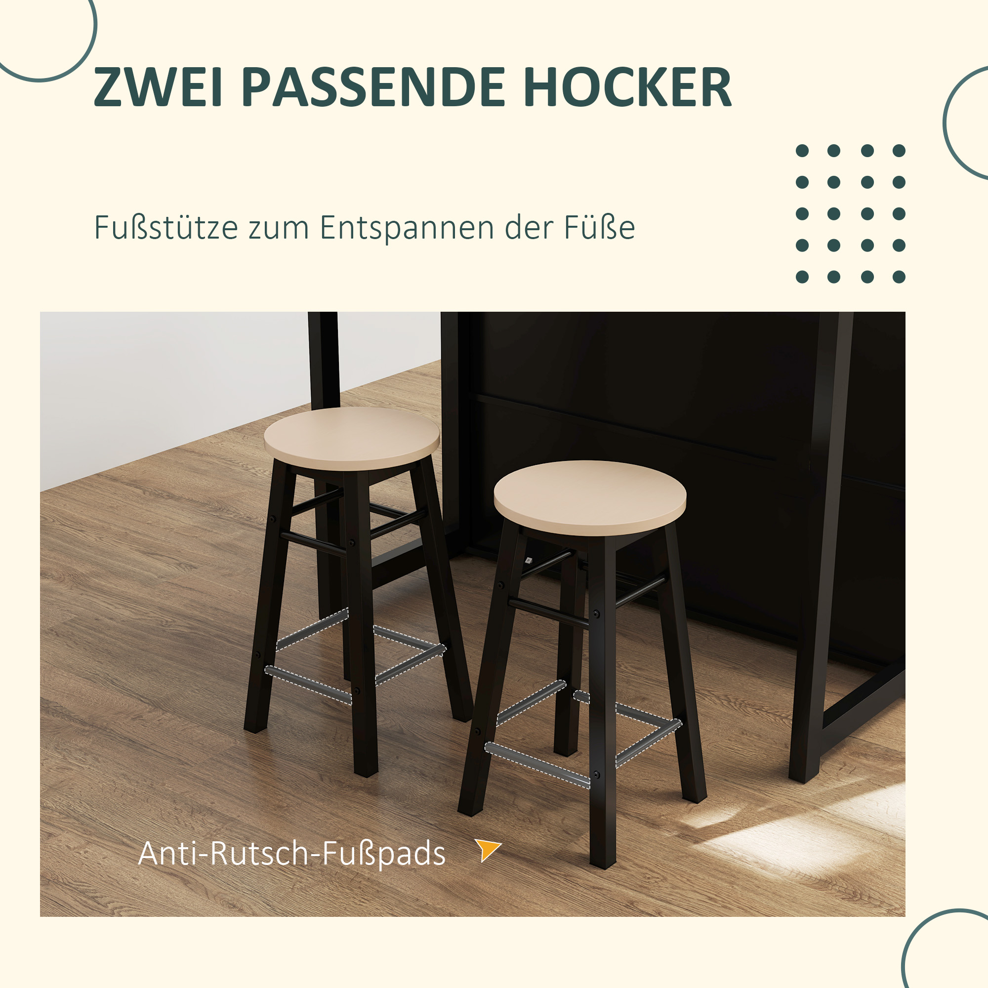 Køkkenø sæt med 2 barstole, sammenklappelig bordplade, opbevaring 116 x 70 x 89,5 cm Sort / Eg