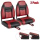 2 Pieces High Back Folding Boat Seat Set with Sponge Cushion