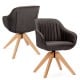 Modern Leathaire Set of 2 Swivel Accent Chair with Beech Wood Legs