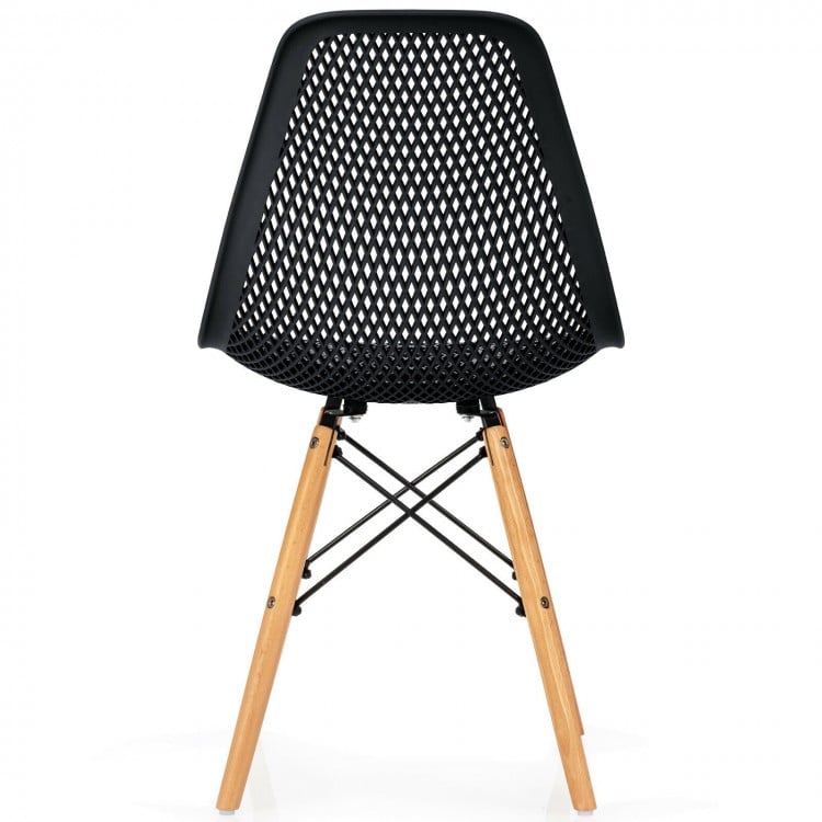 4 Pieces Modern Plastic Hollow Chair Set with Wood Leg