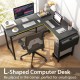 Modern Reversible Computer Desk with Storage Pocket and CPU Stand for Working Writing Gaming