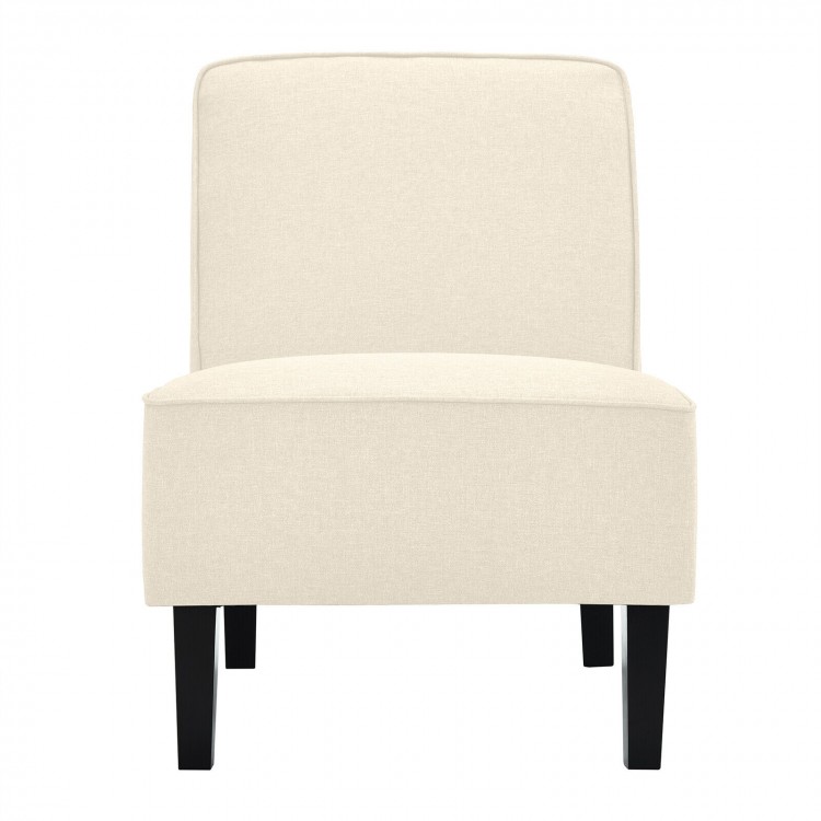 Modern Armless Accent Chair with Rubber Wood Legs