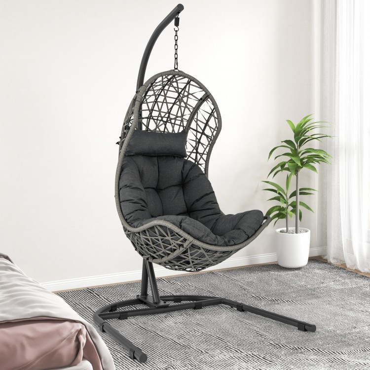 Egg Chair with Stand PE Rattan Swing Hammock Chair with Pillow and Cushion