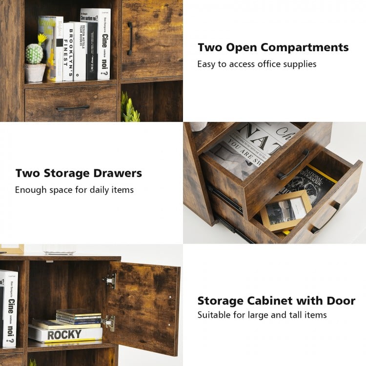 Mobile File Cabinet with Lateral Printer Stand and Storage Shelves