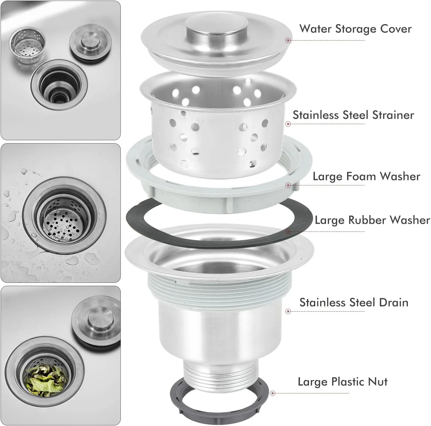 KT2435B Modular Outdoor Kitchen Sink Station – 304 Stainless Steel Freestanding Utility Sink with Faucet & Storage Shelf