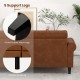 PU Leather Modern 3-Seater Sofa Couch with 2 Detachable Back Pillows