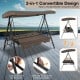 Convertible 3-Seat Patio Porch Swing Chair to Flat Bed with Adjustable Canopy