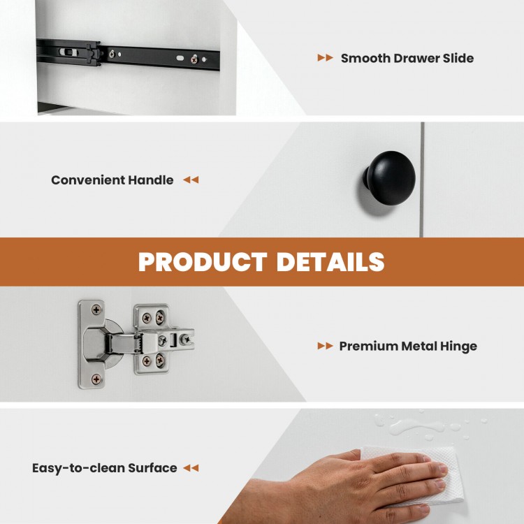 2-Door Free-standing Kitchen Sideboard with Adjustable Shelves