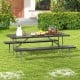 Folding Picnic Table Set with Metal Frame and All-Weather HDPE Tabletop, Umbrella Hole