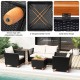4 Pieces Outdoor Conversation Set with Storage Coffee Table