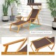 Birch Wood Chaise Lounge Chair Foldable Beach Chair with Adjustable Canopy