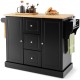2-Door Large Mobile Kitchen Island Cart with Hidden Wheelsand 3 Drawers