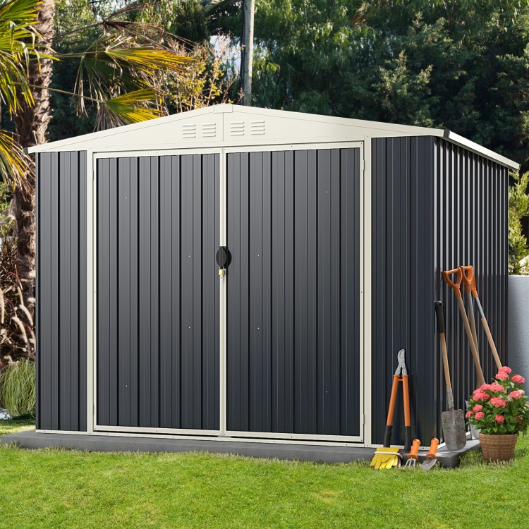 7.5 x 6.3 FT Metal Outdoor Storage Shed with Lockable Door