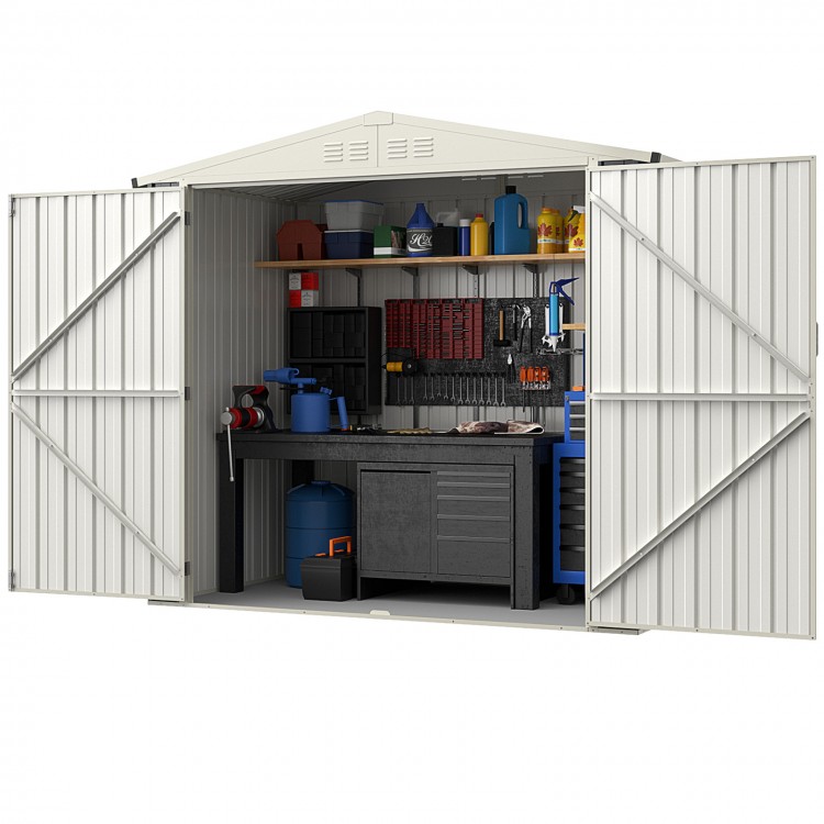 7 x 4 Feet Metal Outdoor Storage Shed with Lockable Door
