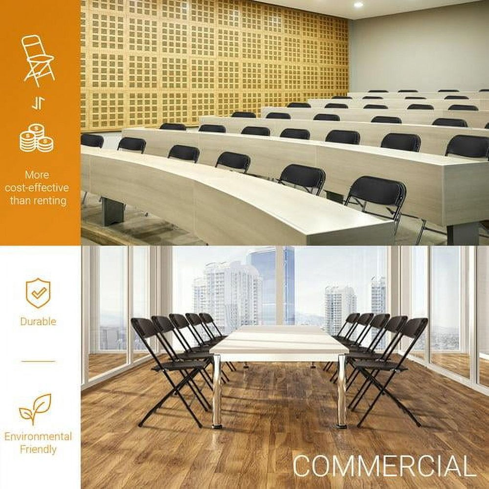Ktaxon 10-Pack Black Plastic Folding Chairs – Ergonomic, Portable & Durable for Events