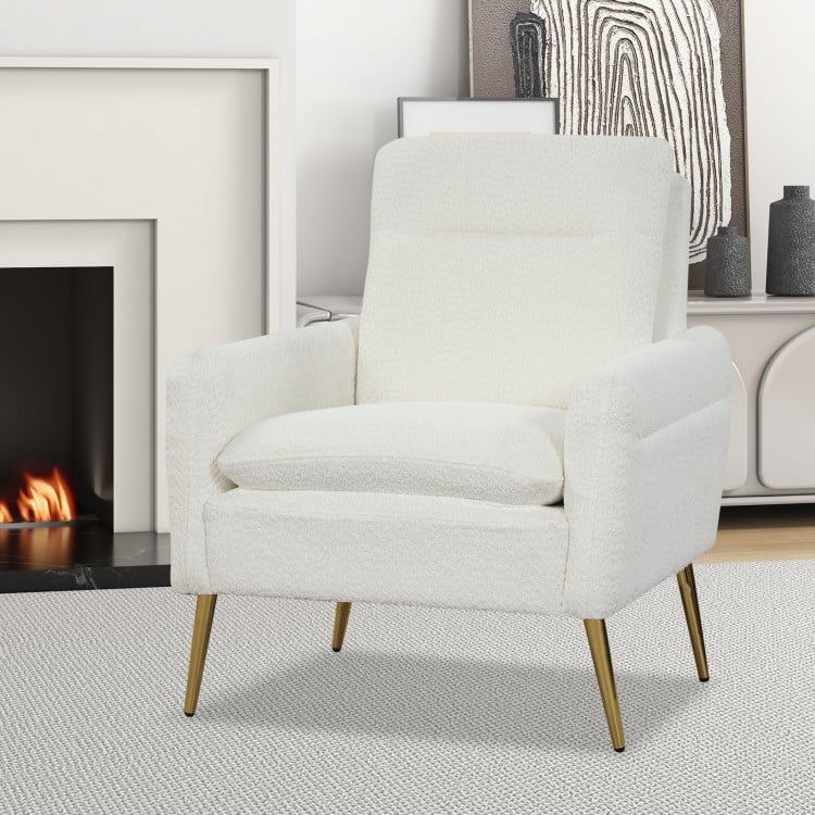 Upholstered Sherpa Modern Accent Armchair for Living Room