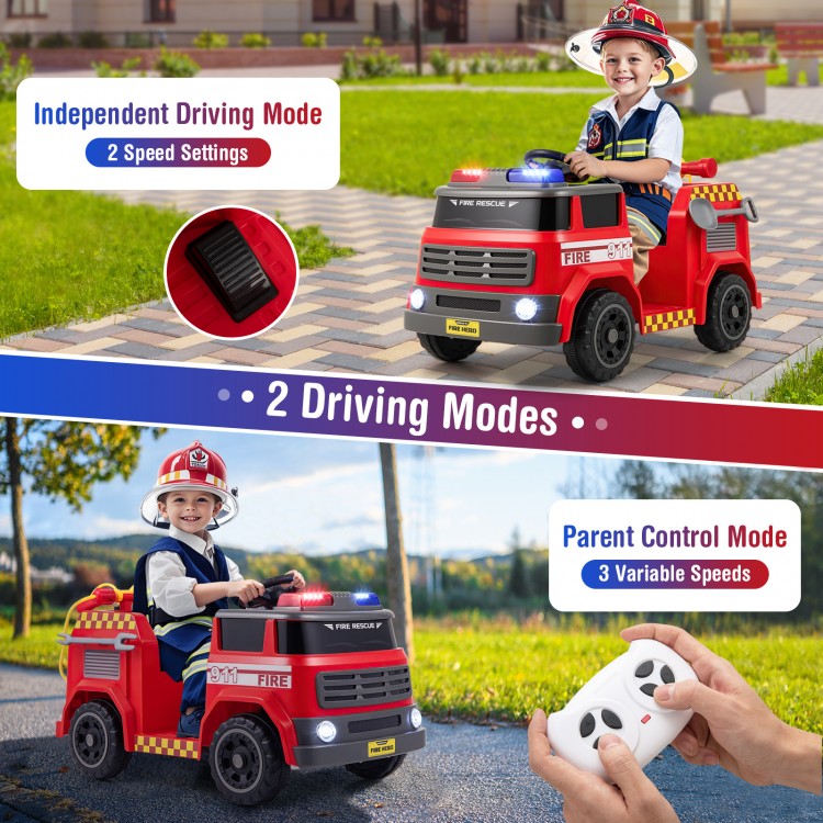 12V Ride on Fire Truck Powered Car with Water Gun and Interphone