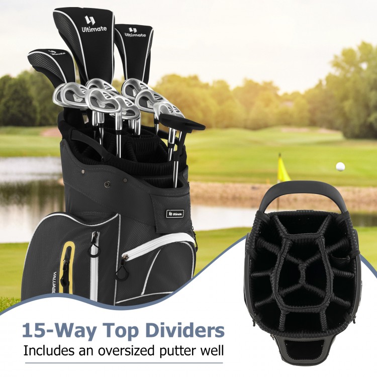 9.5 Inch Lightweight Golf Cart Bag with 15 Way Top Dividers