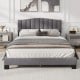 Modern Upholstered Bed Frame with Adjustable Vertical Channel Tufted Headboard