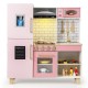 Wooden Pretend Play Kitchen with Ice Maker Range Hood and Blackboard