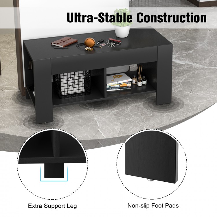 2-Tier Wood Coffee Table Sofa Side Table with Storage Shelf