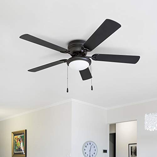 Portage Bay 52′′ Matte Black Ceiling Fan with Light Kit, Reversible Blades, Quiet Motor
