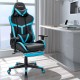 Massage Gaming Chair with Footrest Lumbar Support and Headrest