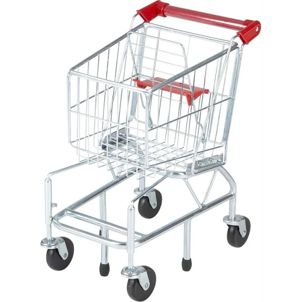 Melissa & Doug Kids’ Grocery Shopping Cart Toy, Durable Metal, Silver