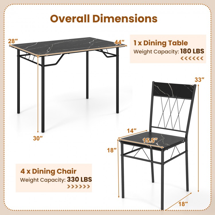 5-Piece Dining Table Set for 4 with Kitchen Table and 4 Dining Chairs