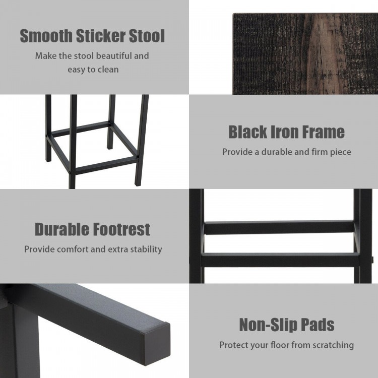 Set of 4 Bar Stools 24 Inch Counter Height Backless with Metal Frame