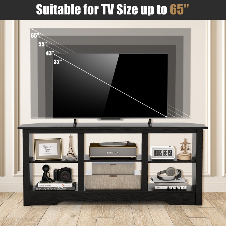 58 Inch TV Stand with 6 Open Storage Shelves for TVs up to 65 Inches