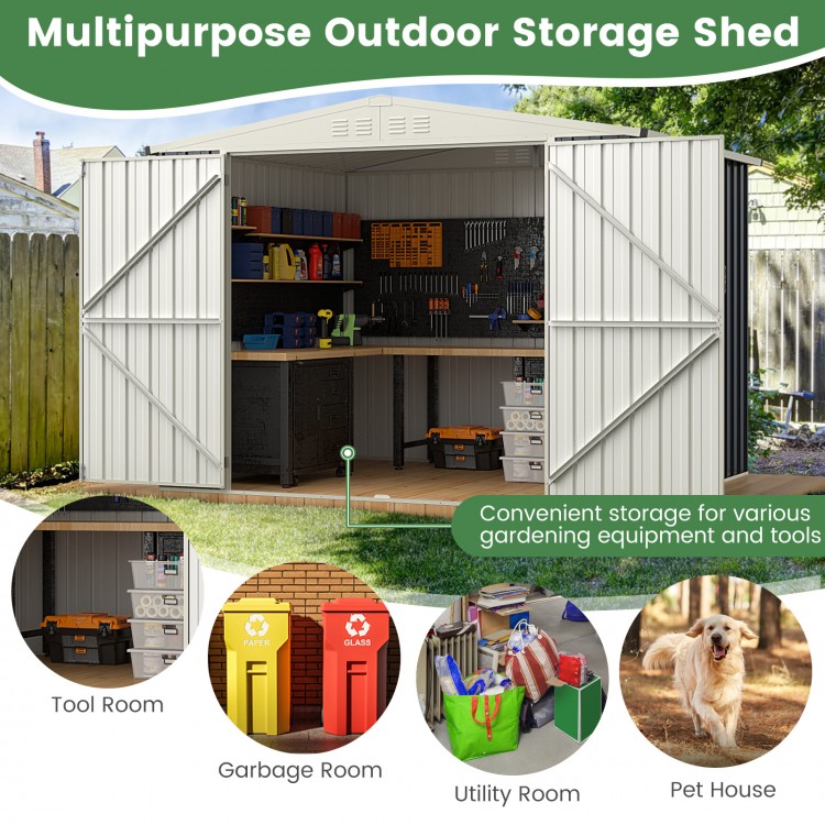 7.5 x 6.3 FT Metal Outdoor Storage Shed with Lockable Door
