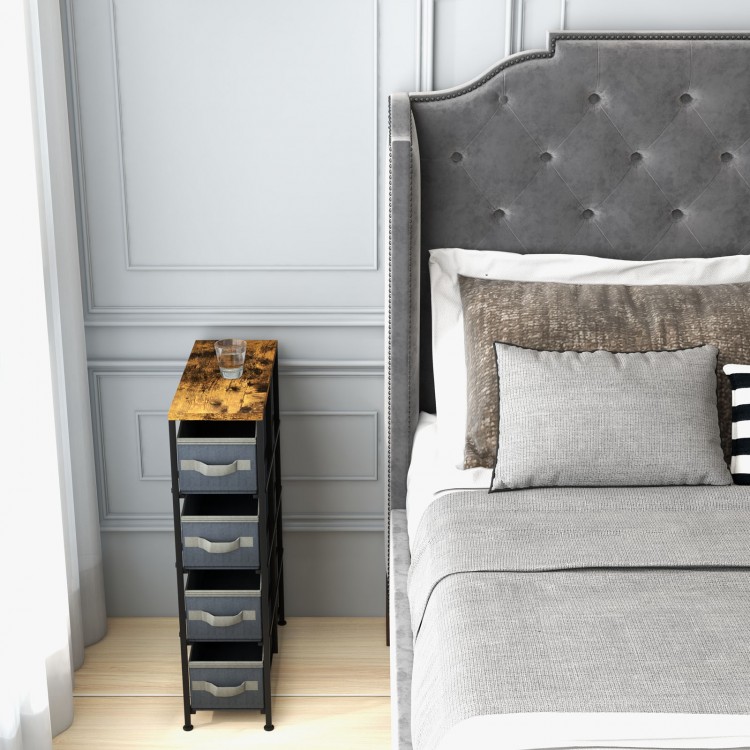 Vertical Narrow Dresser with 4 Removable Fabric Drawers