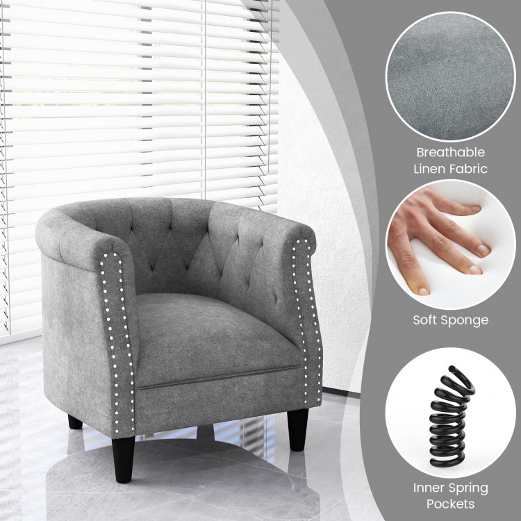 Modern Accent Chair with Ottoman Armchair Barrel Sofa Chair and Footrest