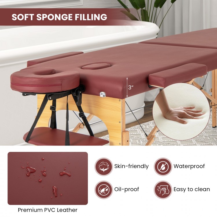 84 Inch Foldable Massage Table with Carrying Bag and Height Adjustable