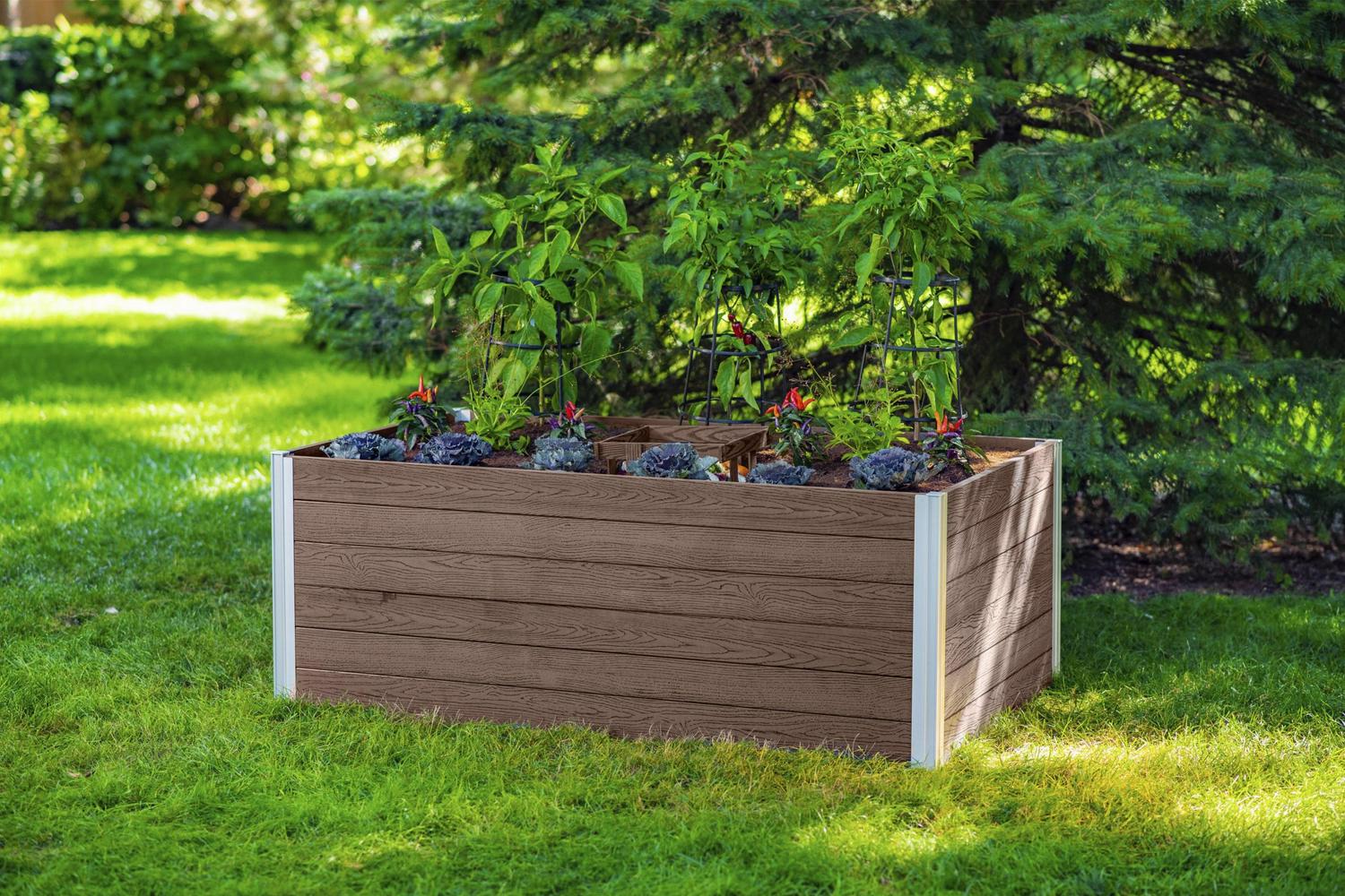 Vita Urbana Vinyl Keyhole Composting Garden, Espresso Brown, 3′ x 5′ x 22′′