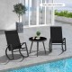 2 Pieces Patio Rocking Chairs Outdoor Sling Fabric Rockers with Ergonomic Backrest and Seat